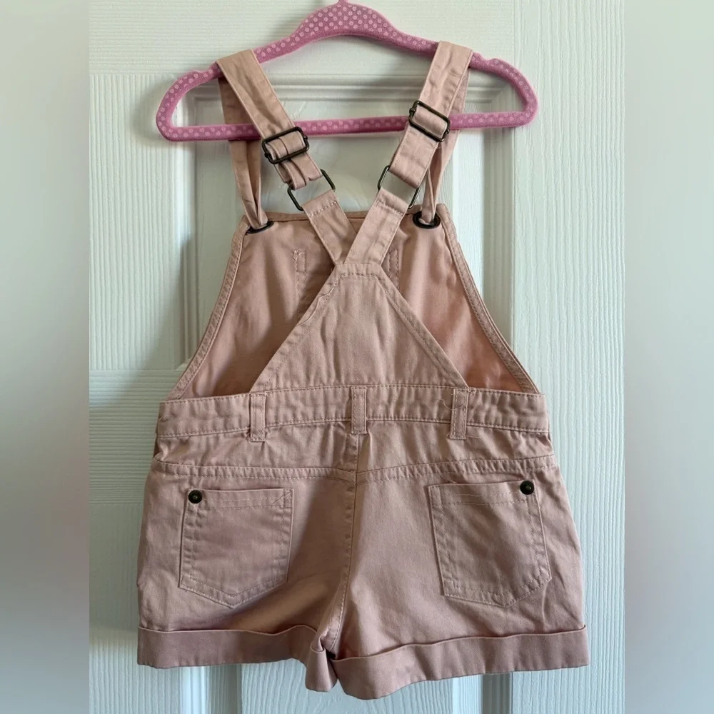 Artisan Blush Kids Overalls with Floral Embroidery